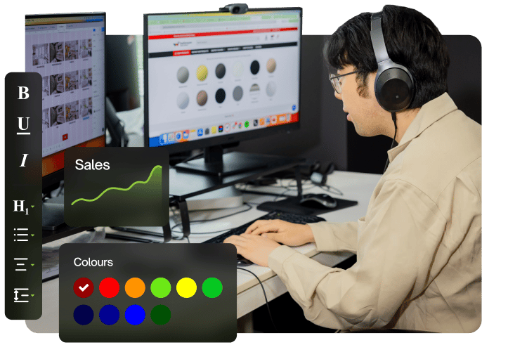 Jerry, ux specialist, working on an ecommerce website design.