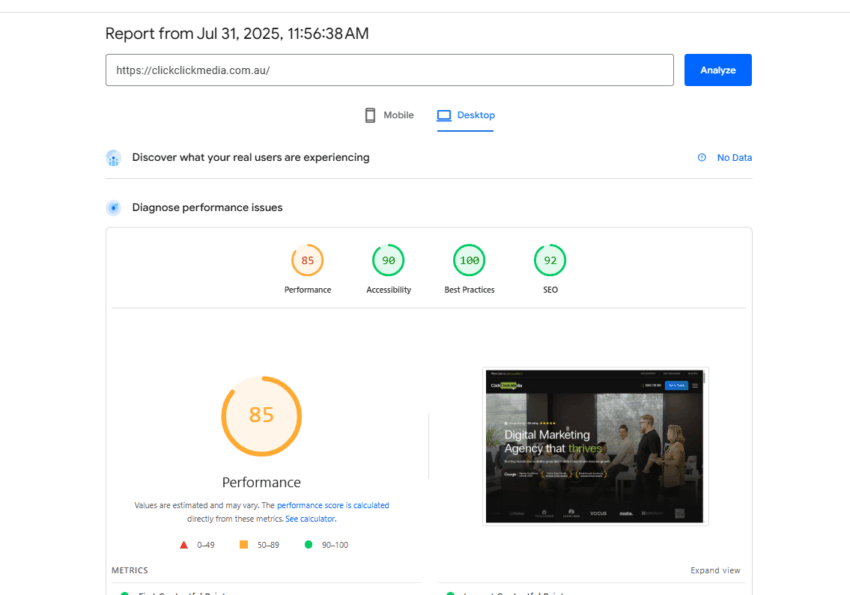 google pagespeed insights image