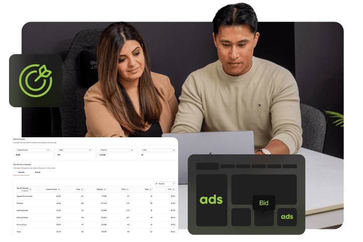 Office photoshoot showing team members working on a programmatic ad campaign.