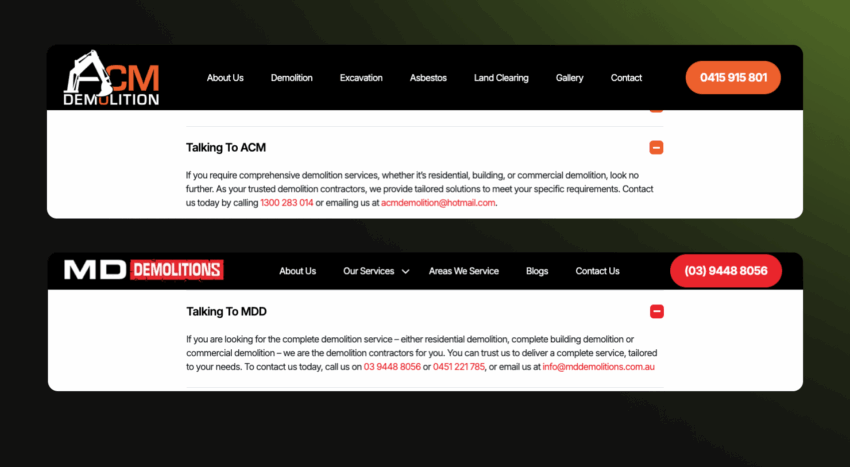 acm demolition faq screenshot