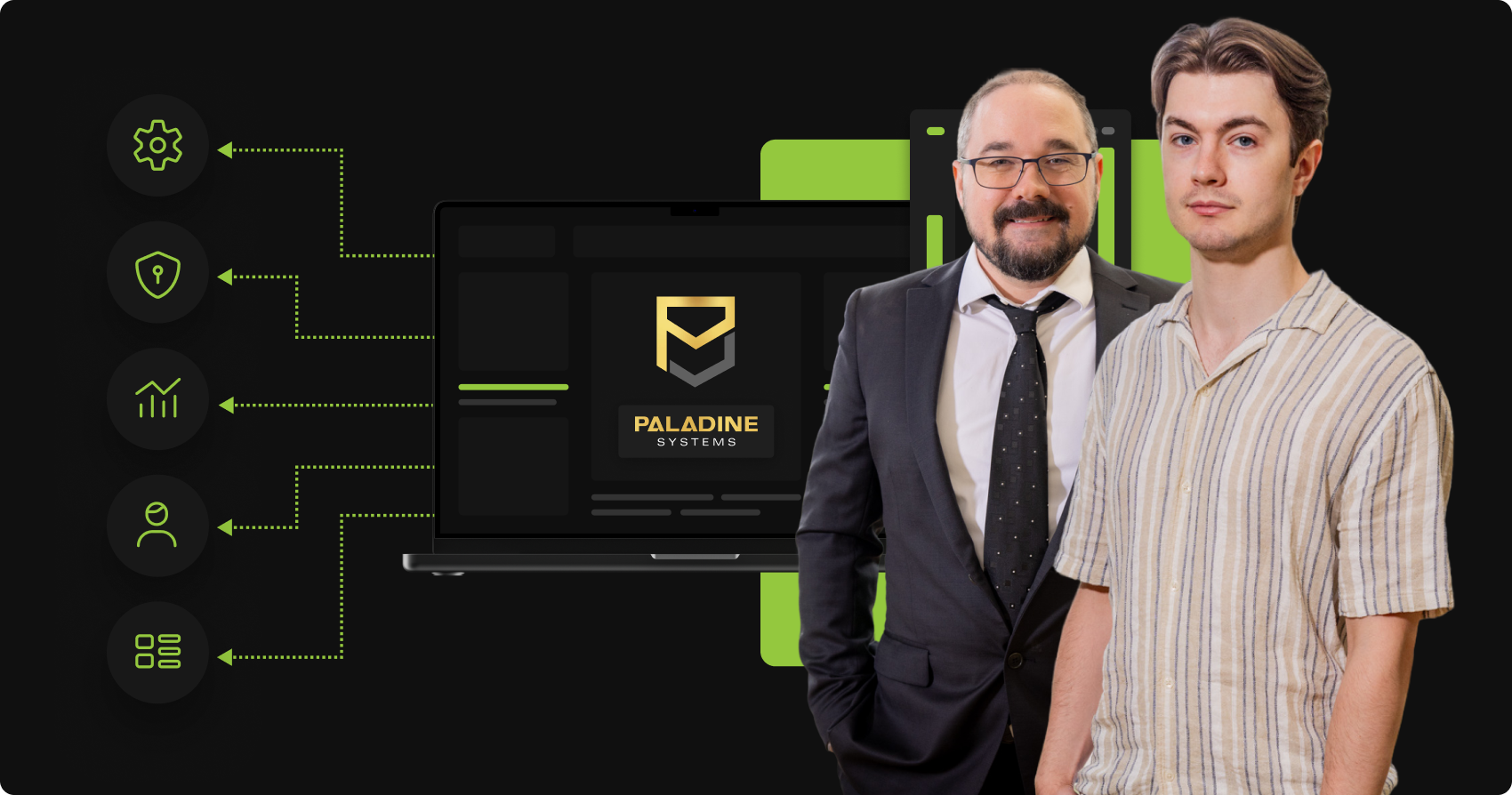 paladine systems team with custom booking platform architecture showing integration points for scheduling, security, analytics, users, and payment processing.