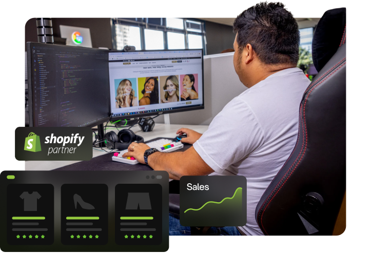 office photoshoot showing gian working on a shopify website conversion.